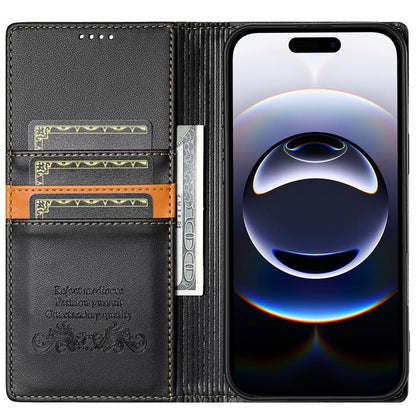 For iPhone 17 Pro N.BEKUS P3 RFID Stitching Magnetic Flip Leather Phone Case(Black) by N.BEKUS