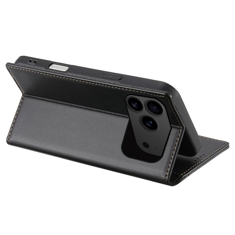 For iPhone 17 Pro N.BEKUS P3 RFID Stitching Magnetic Flip Leather Phone Case(Black) by N.BEKUS