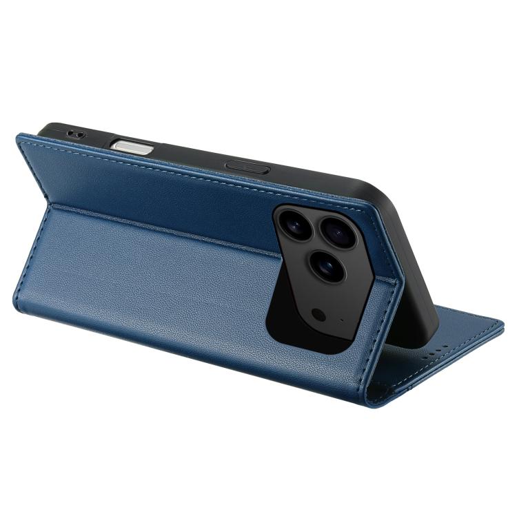 For iPhone 17 Pro N.BEKUS P3 RFID Stitching Magnetic Flip Leather Phone Case(Blue) by N.BEKUS