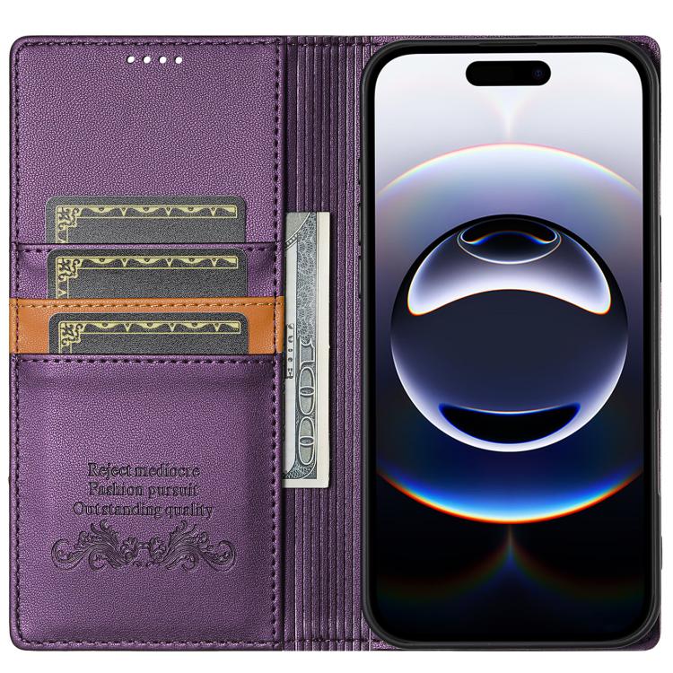For iPhone 17 Pro N.BEKUS P3 RFID Stitching Magnetic Flip Leather Phone Case(Purple) by N.BEKUS