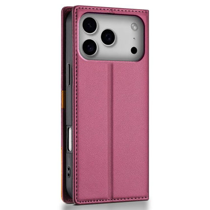 For iPhone 17 Pro N.BEKUS P3 RFID Stitching Magnetic Flip Leather Phone Case(Wine Red) by N.BEKUS