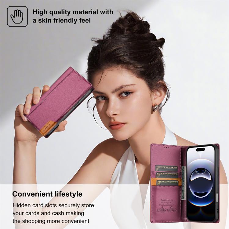 For iPhone 17 Pro N.BEKUS P3 RFID Stitching Magnetic Flip Leather Phone Case(Wine Red) by N.BEKUS