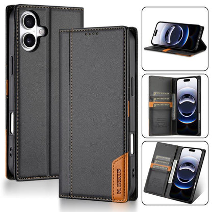 For iPhone 17 N.BEKUS P3 RFID Stitching Magnetic Flip Leather Phone Case(Black) by N.BEKUS