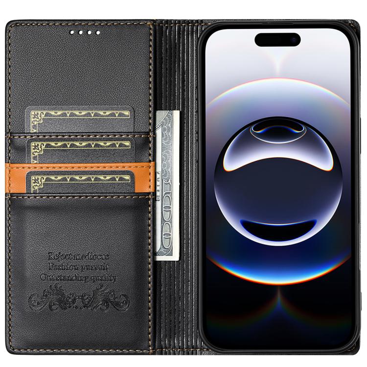 For iPhone 17 N.BEKUS P3 RFID Stitching Magnetic Flip Leather Phone Case(Black) by N.BEKUS