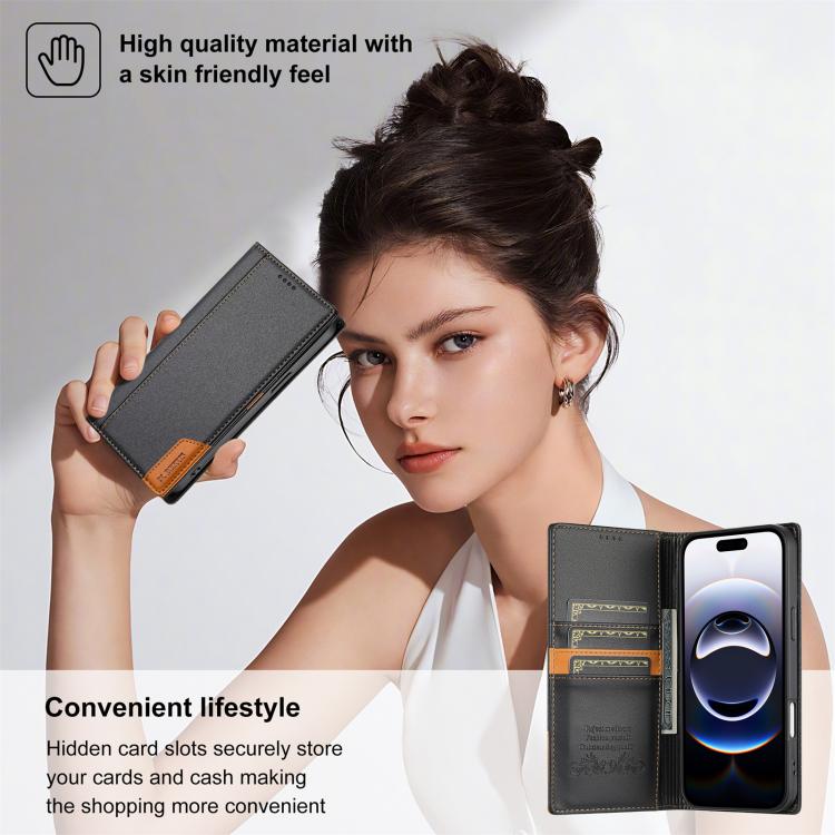 For iPhone 17 N.BEKUS P3 RFID Stitching Magnetic Flip Leather Phone Case(Black) by N.BEKUS