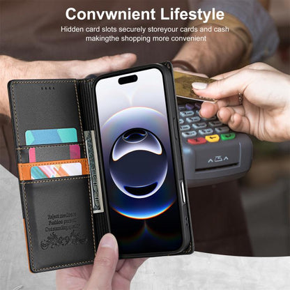 For iPhone 17 N.BEKUS P3 RFID Stitching Magnetic Flip Leather Phone Case(Black) by N.BEKUS