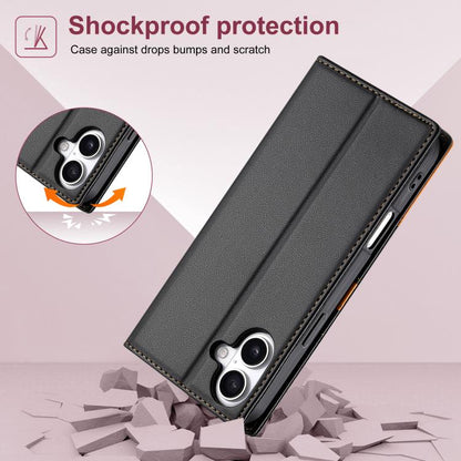 For iPhone 17 N.BEKUS P3 RFID Stitching Magnetic Flip Leather Phone Case(Black) by N.BEKUS