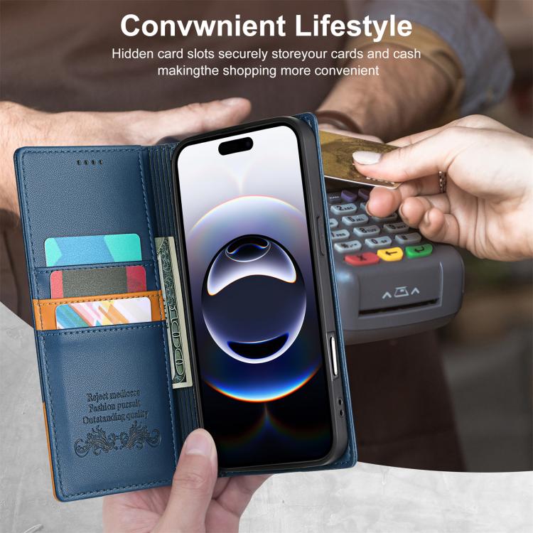 For iPhone 17 N.BEKUS P3 RFID Stitching Magnetic Flip Leather Phone Case(Blue) by N.BEKUS