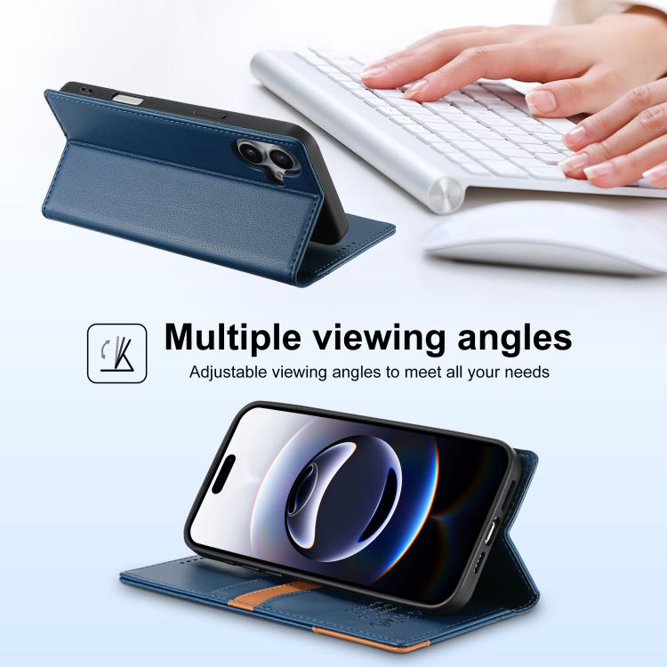 For iPhone 17 N.BEKUS P3 RFID Stitching Magnetic Flip Leather Phone Case(Blue) by N.BEKUS