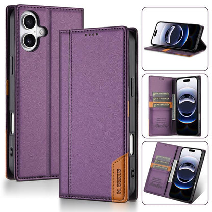 For iPhone 17 N.BEKUS P3 RFID Stitching Magnetic Flip Leather Phone Case(Purple) by N.BEKUS