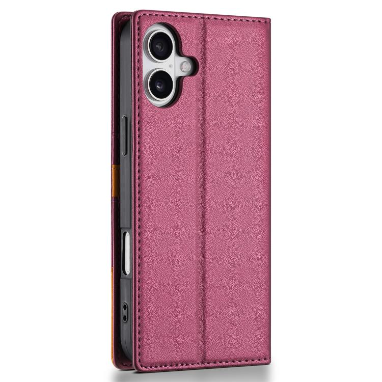 For iPhone 17 N.BEKUS P3 RFID Stitching Magnetic Flip Leather Phone Case(Wine Red) by N.BEKUS