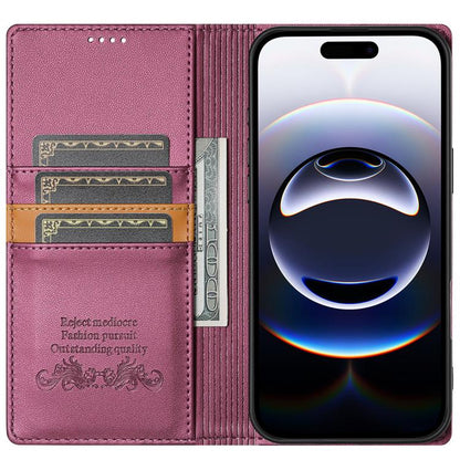 For iPhone 17 N.BEKUS P3 RFID Stitching Magnetic Flip Leather Phone Case(Wine Red) by N.BEKUS