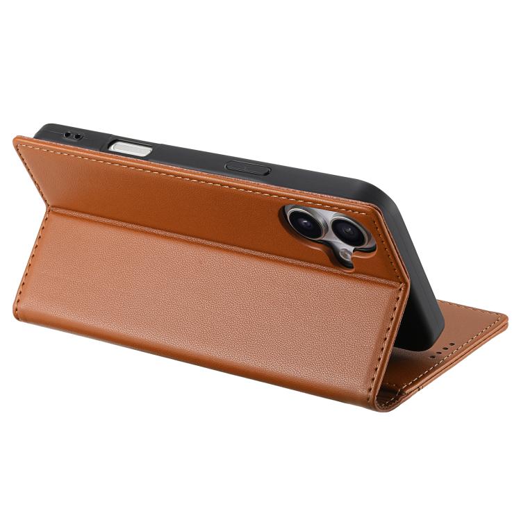 For iPhone 17 N.BEKUS P3 RFID Stitching Magnetic Flip Leather Phone Case(Brown) by N.BEKUS