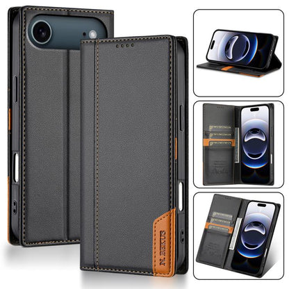 For iPhone Air N.BEKUS P3 RFID Stitching Magnetic Flip Leather Phone Case(Black) by N.BEKUS