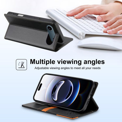 For iPhone Air N.BEKUS P3 RFID Stitching Magnetic Flip Leather Phone Case(Black) by N.BEKUS