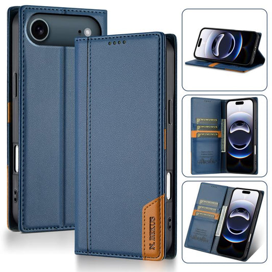 For iPhone Air N.BEKUS P3 RFID Stitching Magnetic Flip Leather Phone Case(Blue) by N.BEKUS