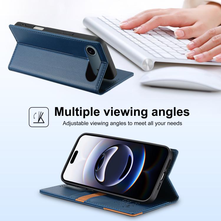 For iPhone Air N.BEKUS P3 RFID Stitching Magnetic Flip Leather Phone Case(Blue) by N.BEKUS