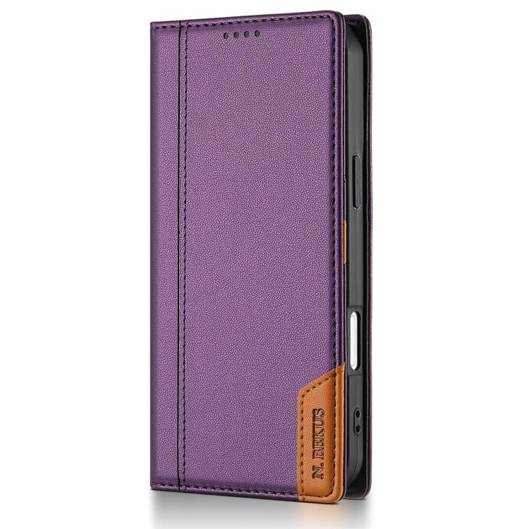 For iPhone Air N.BEKUS P3 RFID Stitching Magnetic Flip Leather Phone Case(Purple) by N.BEKUS