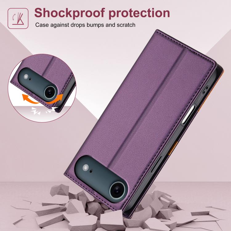 For iPhone Air N.BEKUS P3 RFID Stitching Magnetic Flip Leather Phone Case(Purple) by N.BEKUS