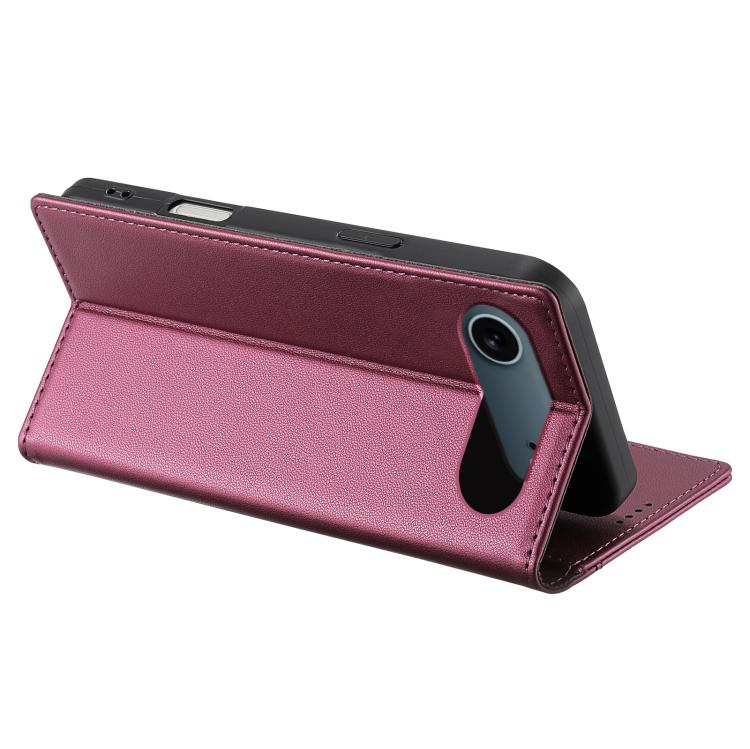 For iPhone Air N.BEKUS P3 RFID Stitching Magnetic Flip Leather Phone Case(Wine Red) by N.BEKUS
