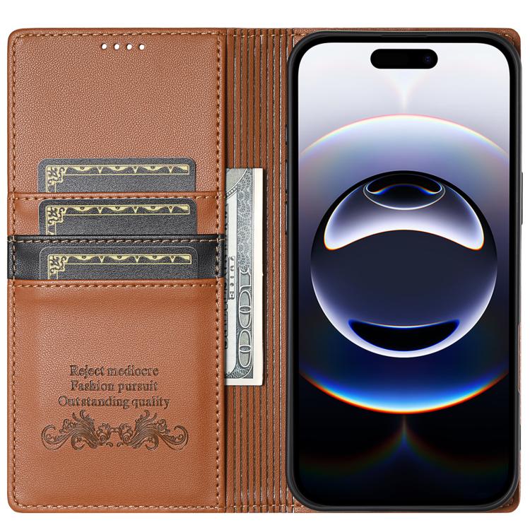 For iPhone Air N.BEKUS P3 RFID Stitching Magnetic Flip Leather Phone Case(Brown) by N.BEKUS