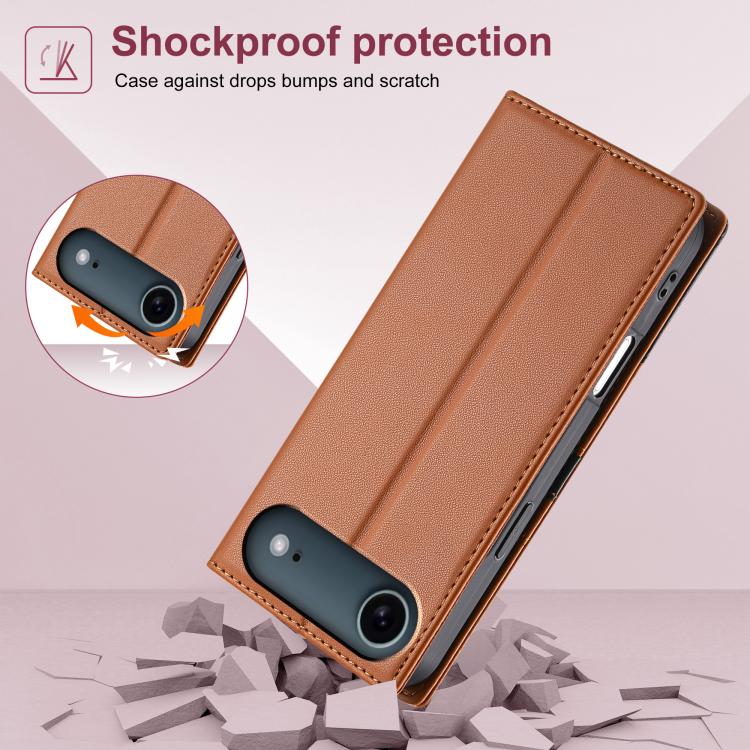 For iPhone Air N.BEKUS P3 RFID Stitching Magnetic Flip Leather Phone Case(Brown) by N.BEKUS