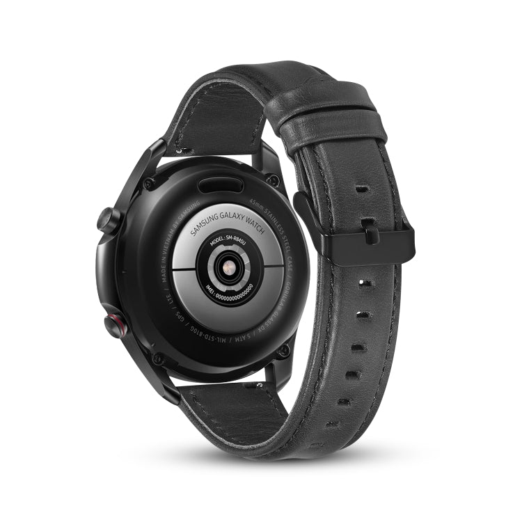For Samsung Galaxy Watch 3 41mm Flat Texture Leather Watch Band(Black) by bashfashion