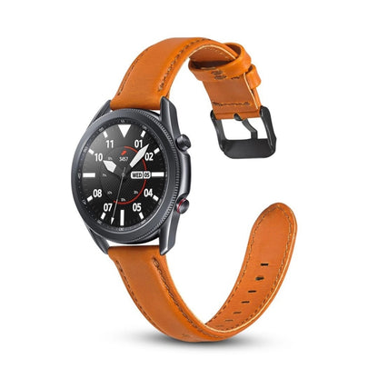 For Samsung Galaxy Watch 3 45mm Flat Texture Leather Watch Band(Orange) by bashfashion