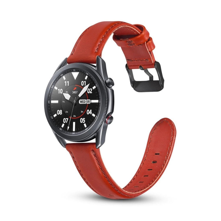 For Samsung Galaxy Watch 3 45mm Flat Texture Leather Watch Band(Red) by bashfashion