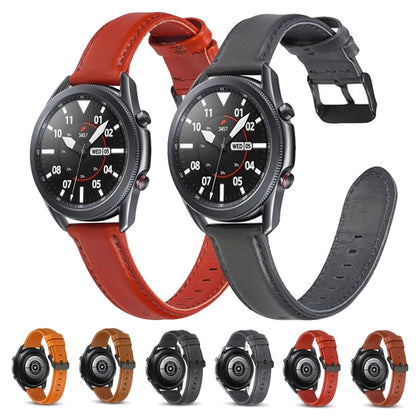 For Samsung Galaxy Watch 3 45mm Flat Texture Leather Watch Band(Dark Brown) by bashfashion