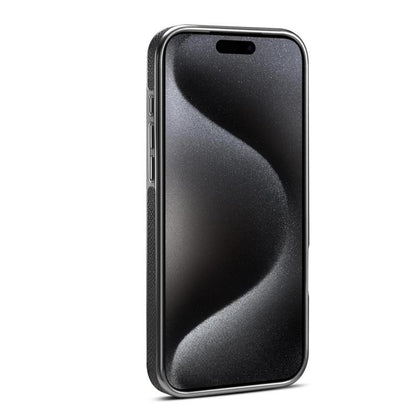 For iPhone 17 Pro Max Denior A23 Magnetic Holder Electroplating Genuine Leather Phone Case(Black) by Denior