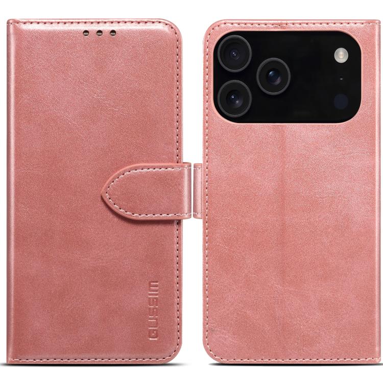 For iPhone 17 Pro GUSSIM Magnetic Horizontal Flip Leather Phone Case(Rose Gold) by GUSSIM