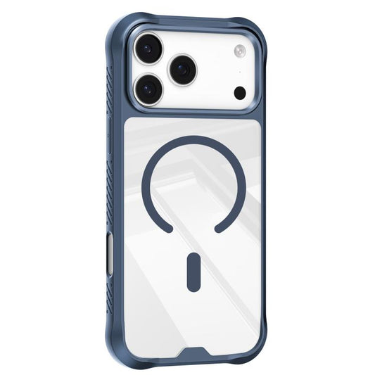 For iPhone 17 Pro Mutural Clear Armor Series MagSafe PC Hybrid TPU Phone Case(Blue) by Mutural