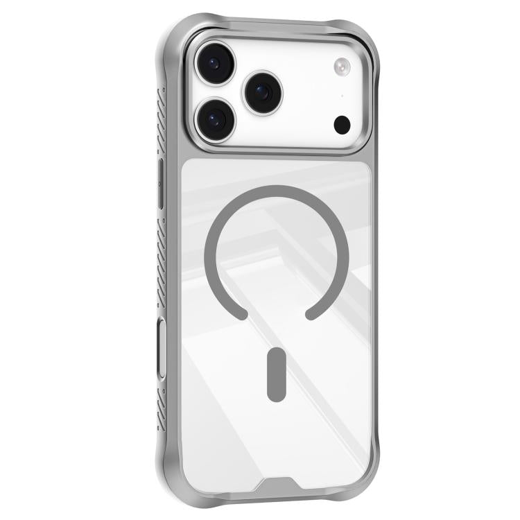 For iPhone 17 Pro Mutural Clear Armor Series MagSafe PC Hybrid TPU Phone Case(Light Grey) by Mutural