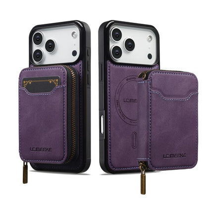 For iPhone 17 Pro Max LC.IMEEKE L6 Series Zipper Card Bag MagSafe Magnetic Phone Case(Purple) by LC.IMEEKE