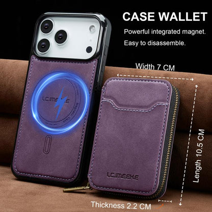 For iPhone 17 Pro Max LC.IMEEKE L6 Series Zipper Card Bag MagSafe Magnetic Phone Case(Purple) by LC.IMEEKE