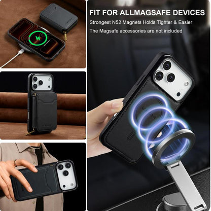 For iPhone 17 Pro Max LC.IMEEKE L6 Series Zipper Card Bag MagSafe Magnetic Phone Case(Black) by LC.IMEEKE