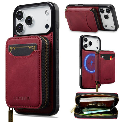 For iPhone 17 Pro Max LC.IMEEKE L6 Series Zipper Card Bag MagSafe Magnetic Phone Case(Red) by LC.IMEEKE