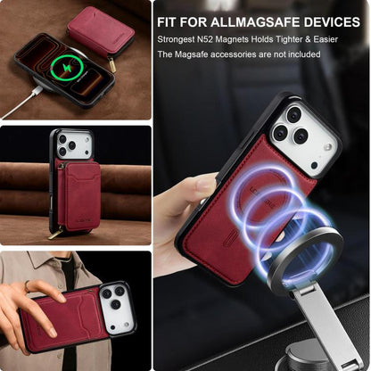 For iPhone 17 Pro Max LC.IMEEKE L6 Series Zipper Card Bag MagSafe Magnetic Phone Case(Red) by LC.IMEEKE
