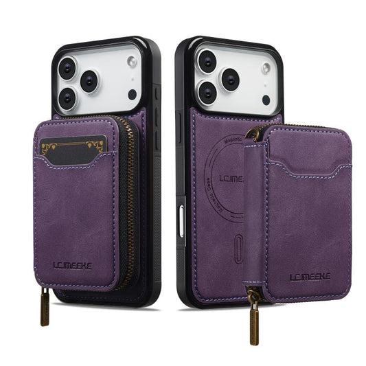 For iPhone 17 Pro LC.IMEEKE L6 Series Zipper Card Bag MagSafe Magnetic Phone Case(Purple) by LC.IMEEKE