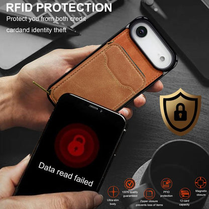 For iPhone Air LC.IMEEKE L6 Series Zipper Card Bag MagSafe Magnetic Phone Case(Brown) by LC.IMEEKE