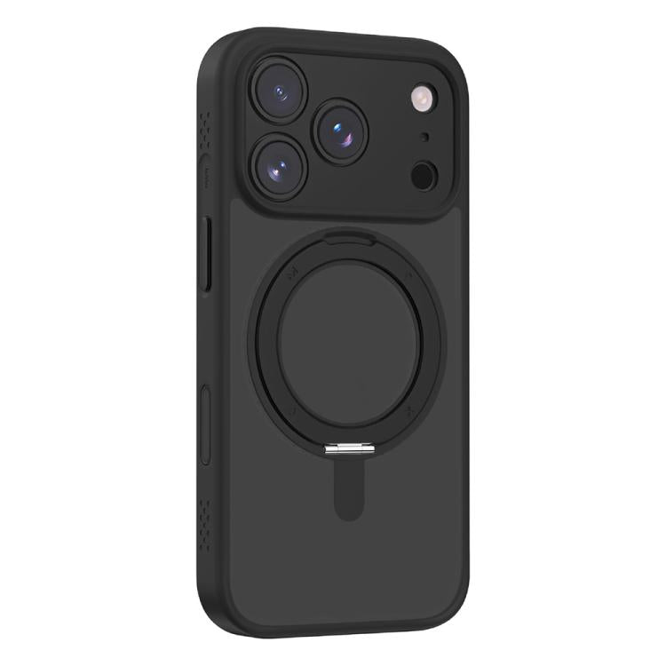 For iPhone 17 Pro Max MOMAX Magsafe Magnetic Metal Rotating Holder Phone Case(Black) by MOMAX
