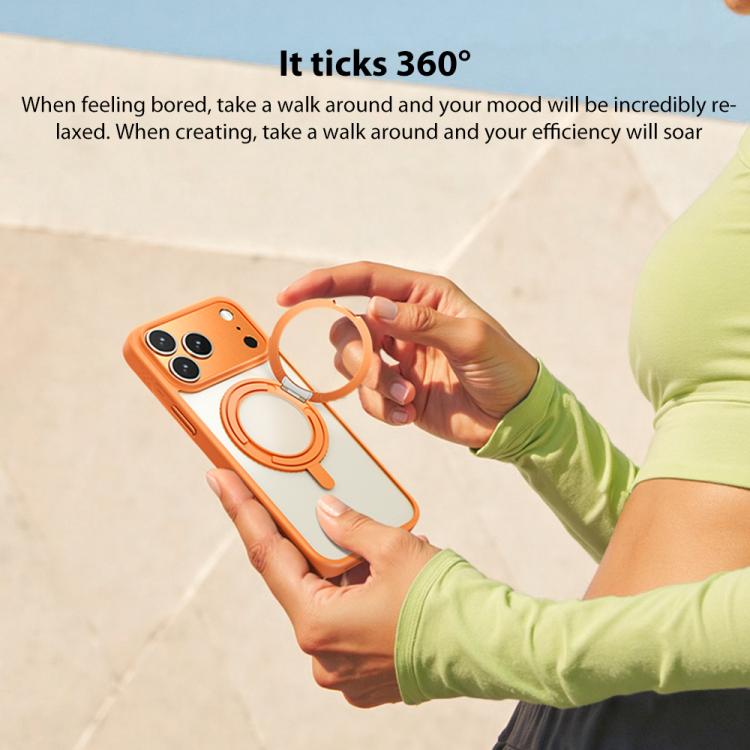 For iPhone 17 Pro Max MOMAX Magsafe Magnetic Metal Rotating Holder Phone Case(Orange) by MOMAX