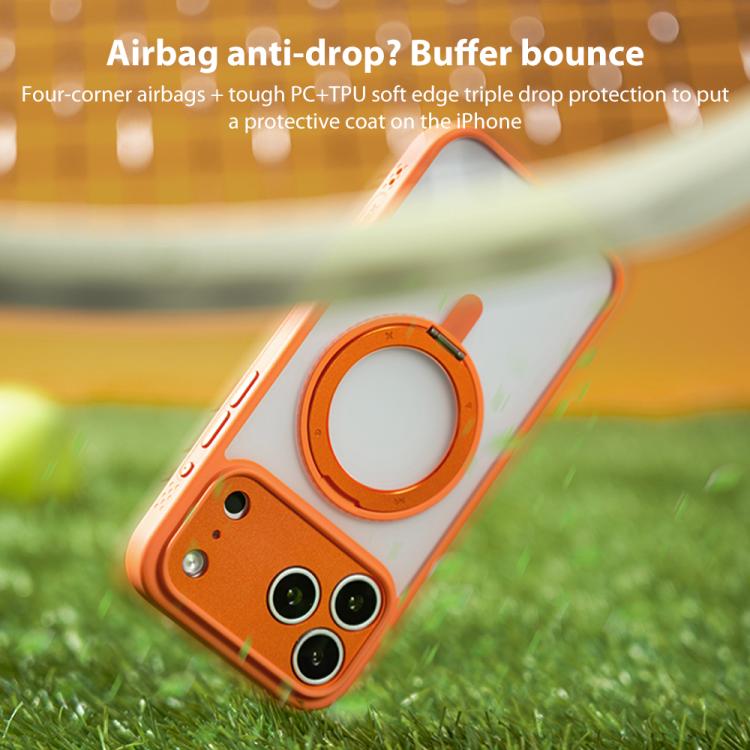 For iPhone 17 Pro Max MOMAX Magsafe Magnetic Metal Rotating Holder Phone Case(Orange) by MOMAX