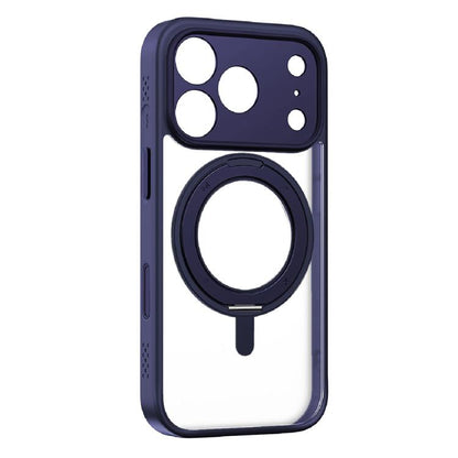 For iPhone 17 Pro Max MOMAX Magsafe Magnetic Metal Rotating Holder Phone Case(Blue) by MOMAX