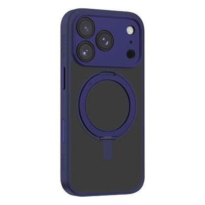 For iPhone 17 Pro Max MOMAX Magsafe Magnetic Metal Rotating Holder Phone Case(Blue) by MOMAX