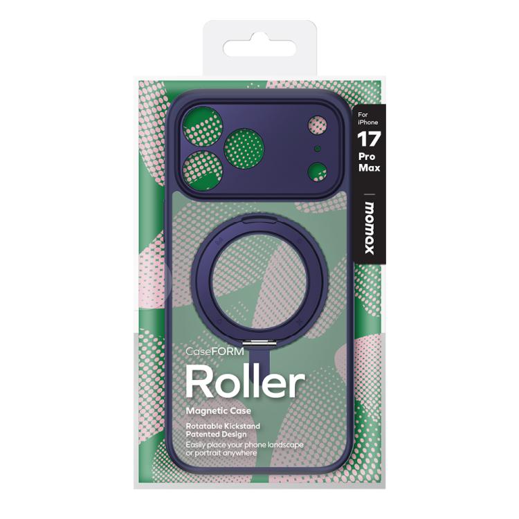 For iPhone 17 Pro Max MOMAX Magsafe Magnetic Metal Rotating Holder Phone Case(Blue) by MOMAX