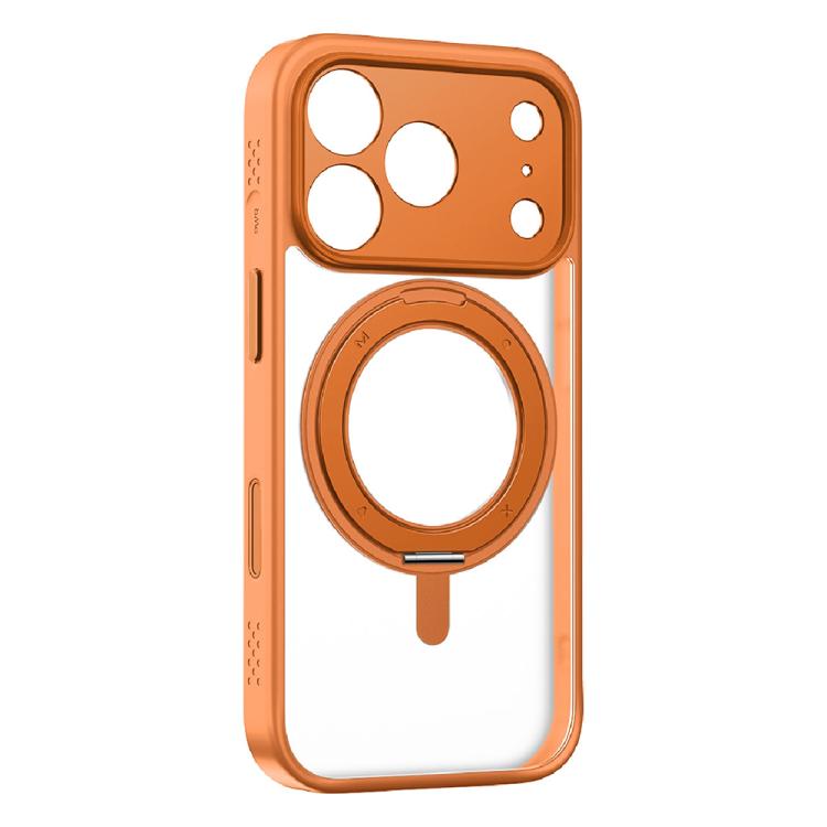 For iPhone 17 Pro MOMAX Magsafe Magnetic Metal Rotating Holder Phone Case(Orange) by MOMAX