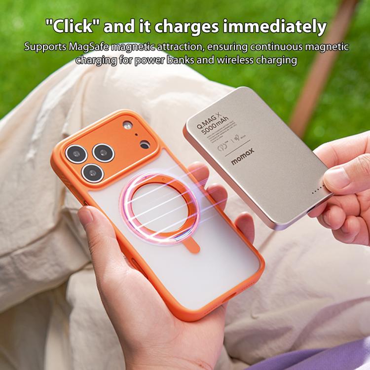 For iPhone 17 Pro MOMAX Magsafe Magnetic Metal Rotating Holder Phone Case(Orange) by MOMAX