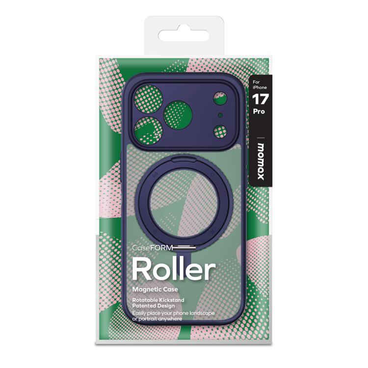 For iPhone 17 Pro MOMAX Magsafe Magnetic Metal Rotating Holder Phone Case(Blue) by MOMAX